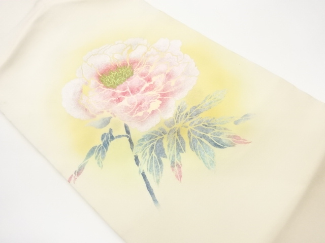 塩瀬金彩牡丹模様名古屋帯